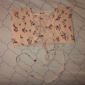 Pink floral swimsuit top